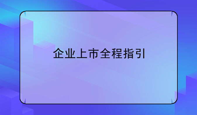 企业上市全程指引