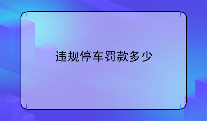 违规停车罚款多少