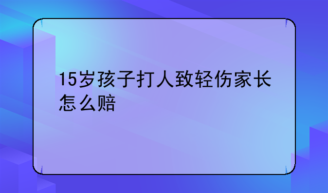 15岁孩子打人致轻伤家长怎么赔