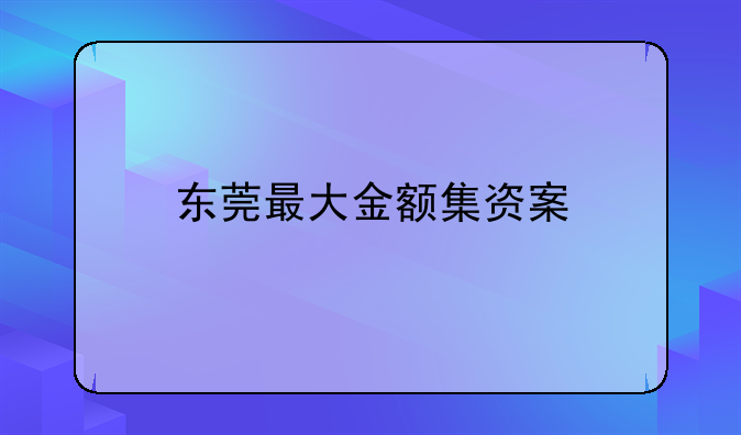 东莞最大金额集资案