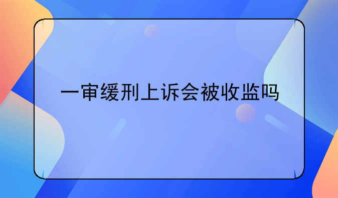 一审缓刑上诉会被收监吗
