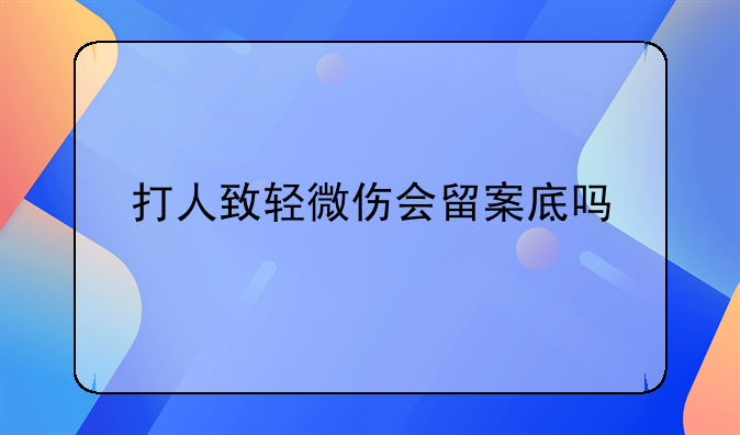 打人致轻微伤会留案底吗