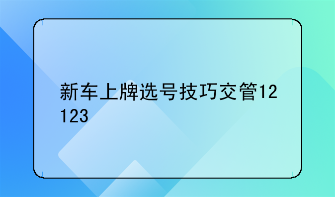 新车上牌选号技巧交管12123