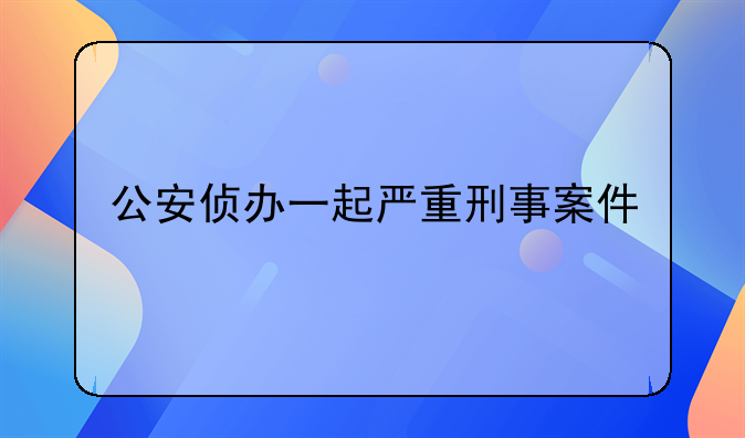 公安侦办一起严重刑事案件