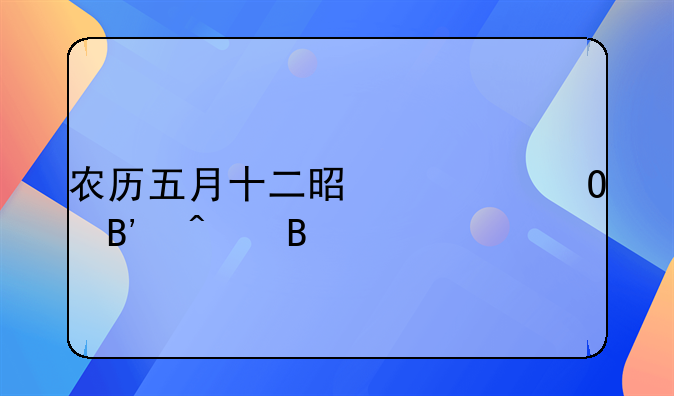农历五月十二是黄道吉日吗