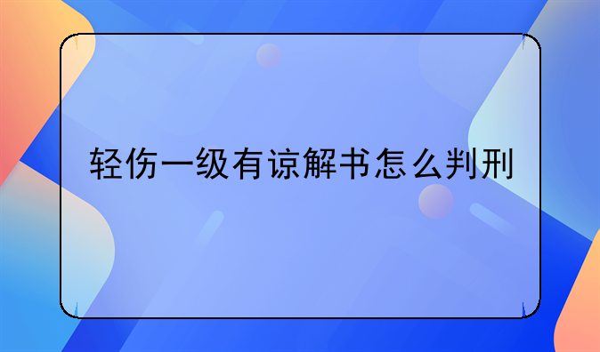 轻伤一级有谅解书怎么判刑