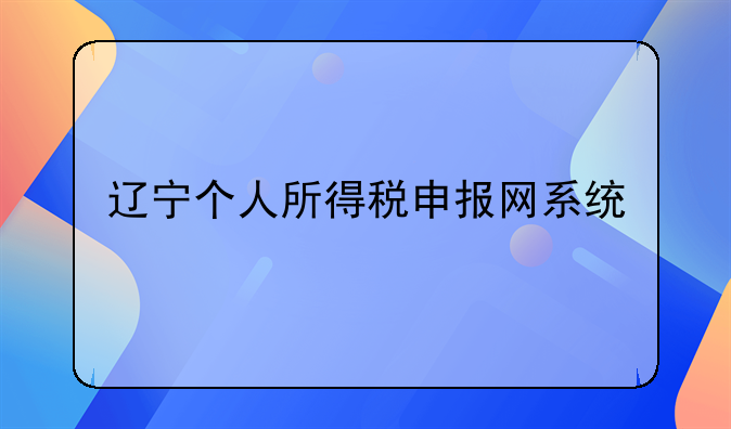 辽宁个人所得税申报网系统