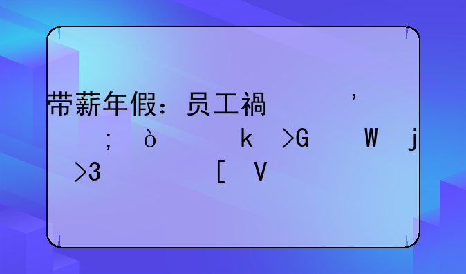 带薪年假：员工福祉与企业发展的双赢策略