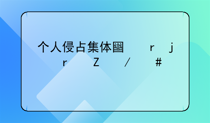 个人侵占集体土地的最新立案标准