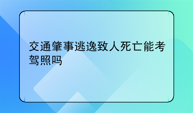 交通肇事逃逸致人死亡能考驾照吗
