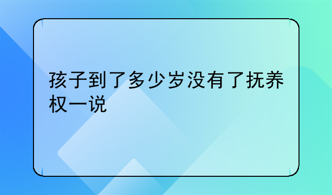 孩子到了多少岁没有了抚养权一说