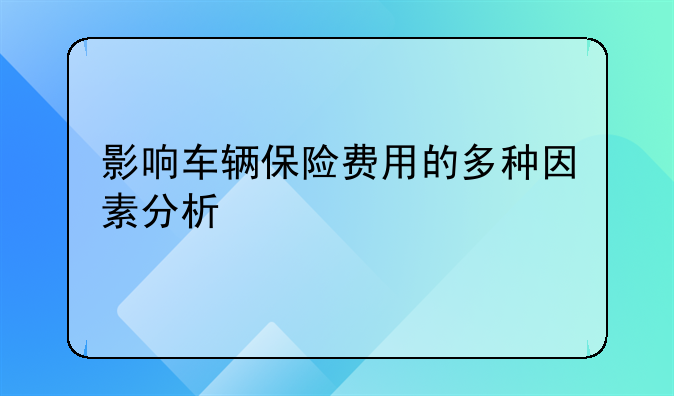 影响车辆保险费用的多种因素分析