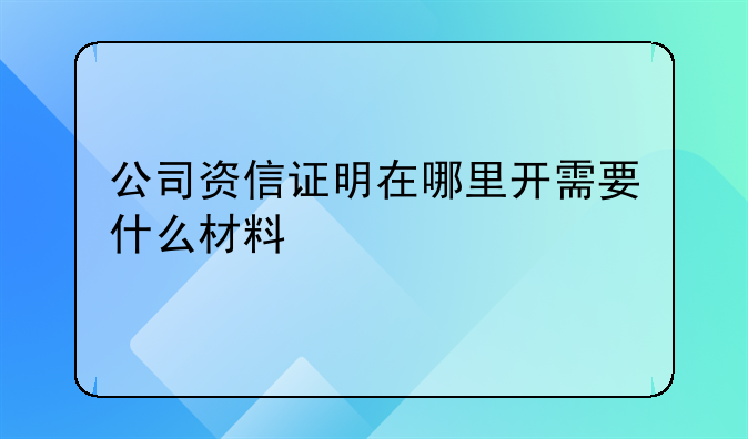 公司资信证明在哪里开需要什么材料