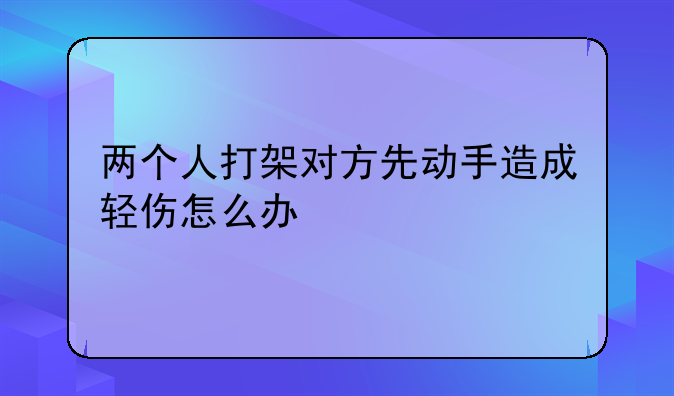 两个人打架对方先动手造成轻伤怎么办