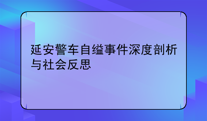 延安警车自缢事件深度剖析与社会反思