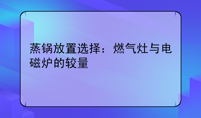 蒸锅放置选择：燃气灶与电磁炉的较量