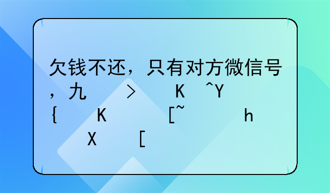 欠钱不还，只有对方微信号，也可以在网上起诉成功！
