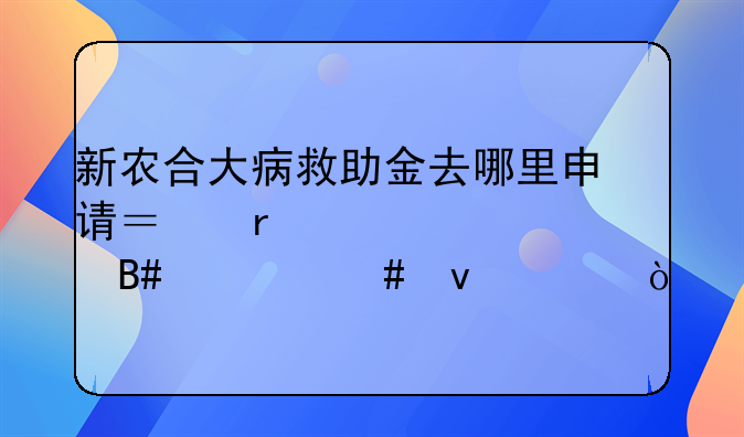 新农合大病救助金去哪里申请？需要符合什么条件？