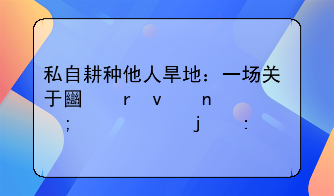 私自耕种他人旱地：一场关于土地权益与责任的探讨