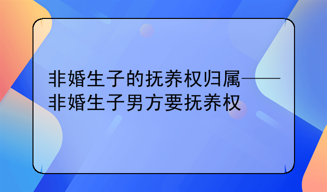 非婚生子的抚养权归属——非婚生子男方要抚养权