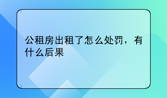 公租房出租了怎么处罚，有什么后果